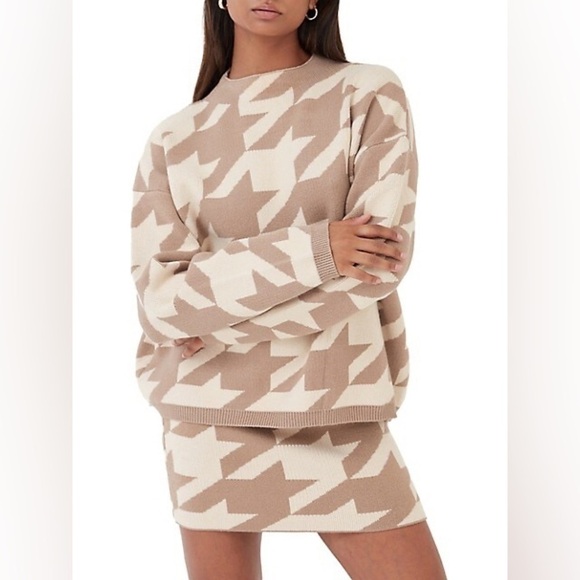 4th & Reckless Sweaters - 4th & Reckless  Oversized Houndstooth-Knit Sweatshirt